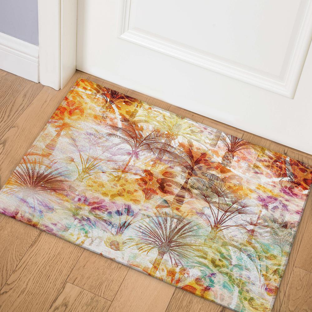 Indoor/Outdoor Tropics TC15 Salmon Washable 1'8" x 2'6" Rug
