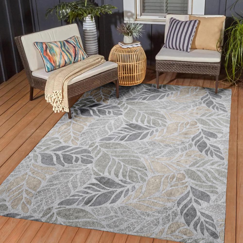 Indoor/Outdoor Tropics TC3 Grey Washable 10' x 14' Rug