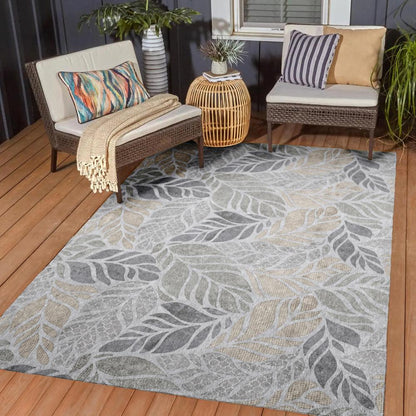 Indoor/Outdoor Tropics TC3 Grey Washable 10' x 14' Rug