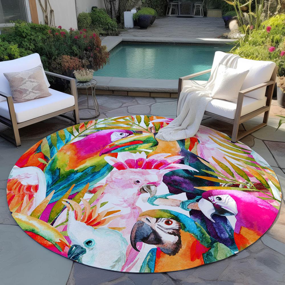 Indoor/Outdoor Tropics TC5 Confetti Washable 8' x 8' Round Rug