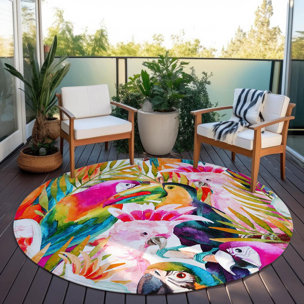 Indoor/Outdoor Tropics TC5 Confetti Washable 8' x 8' Round Rug