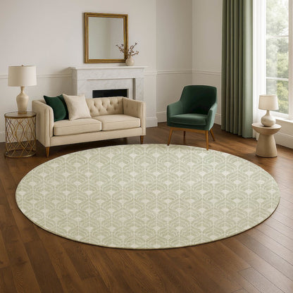 Luxury Washable Indoor/Outdoor The Reserve Celery 8' x 8' Round Rug