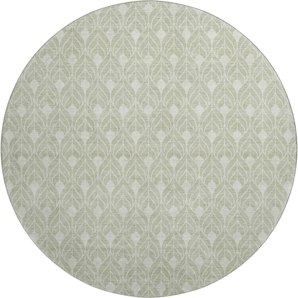 Luxury Washable Indoor/Outdoor The Reserve Celery 8' x 8' Round Rug