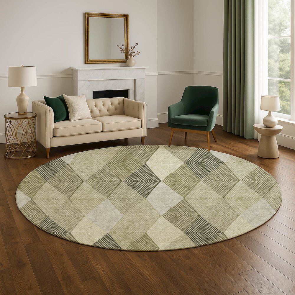 Luxury Washable Indoor/Outdoor The Reserve Fern 8' x 8' Round Rug