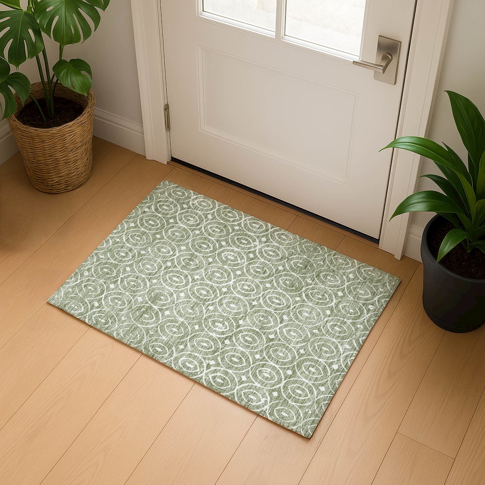 Luxury Washable Indoor/Outdoor The Reserve Fern 1'8" x 2'6" Rug