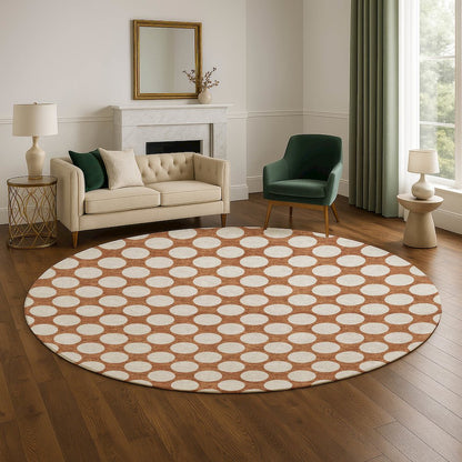 Luxury Washable Indoor/Outdoor The Reserve Paprika 8' x 8' Round Rug