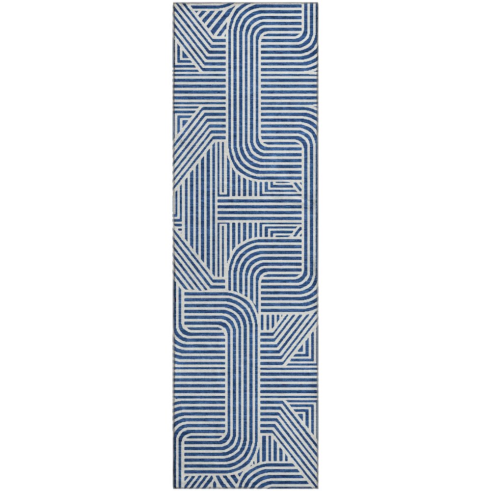 Luxury Washable Indoor/Outdoor The Reserve Navy 2'3" x 7'6" Runner Rug
