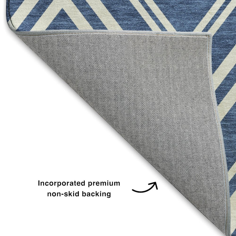 Luxury Washable Indoor/Outdoor The Reserve Blue 1'8" x 2'6" Rug