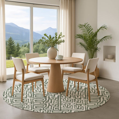 Luxury Washable Indoor/Outdoor The Reserve Basil 8' x 8' Round Rug