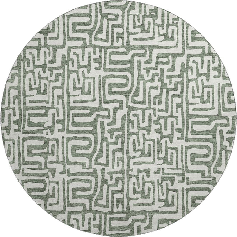 Luxury Washable Indoor/Outdoor The Reserve Basil 8' x 8' Round Rug