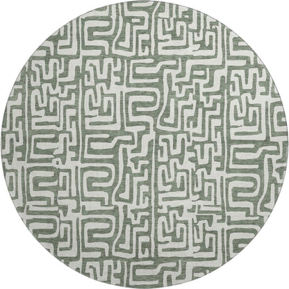 Luxury Washable Indoor/Outdoor The Reserve Basil 8' x 8' Round Rug