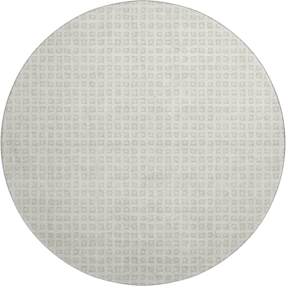 Luxury Washable Indoor/Outdoor The Reserve Ivory 8' x 8' Round Rug