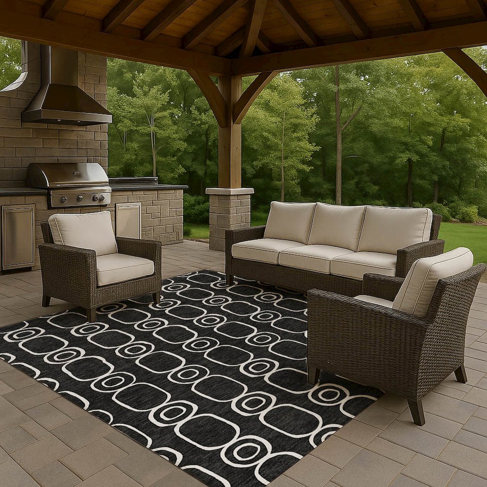 Luxury Washable Indoor/Outdoor The Reserve Black 2'6" x 3'10" Rug