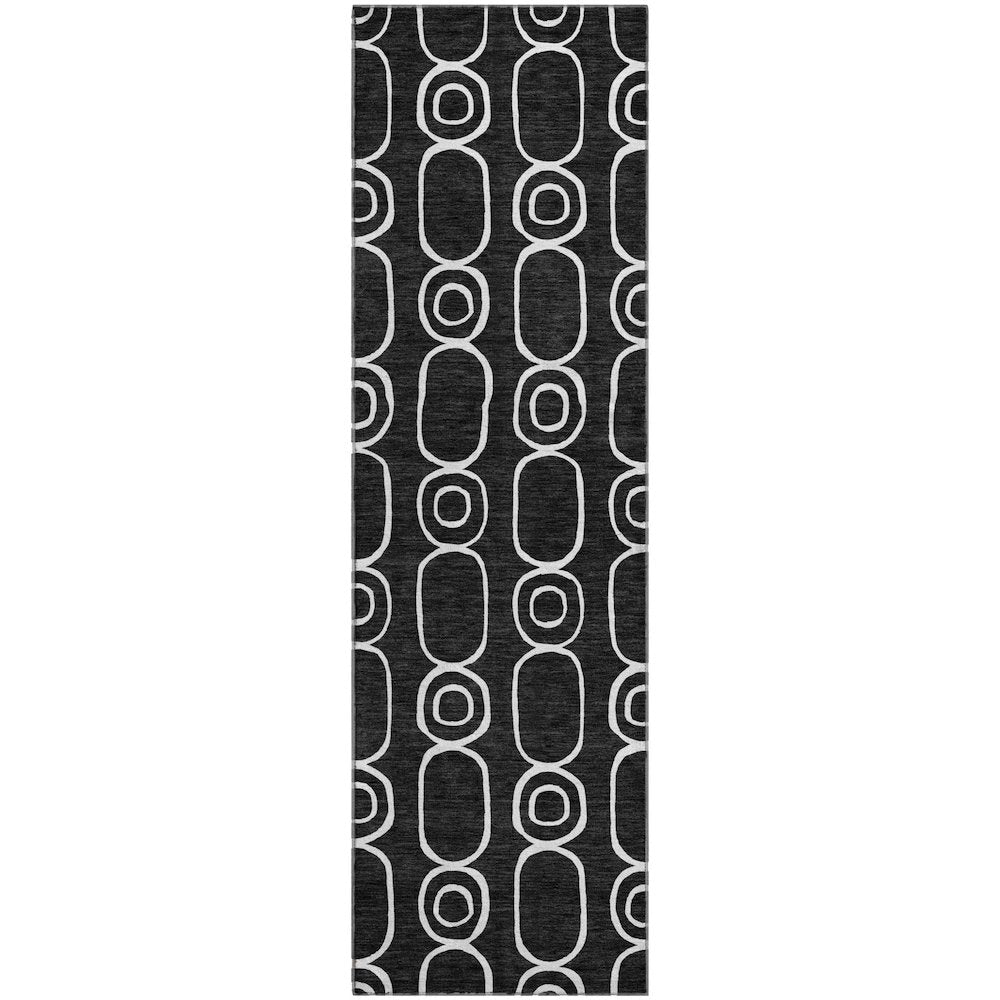 Luxury Washable Indoor/Outdoor The Reserve Black 2'3" x 7'6" Runner Rug