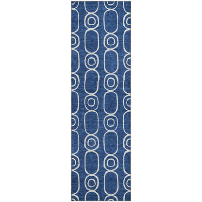 Luxury Washable Indoor/Outdoor The Reserve Navy 2'3" x 7'6" Runner Rug