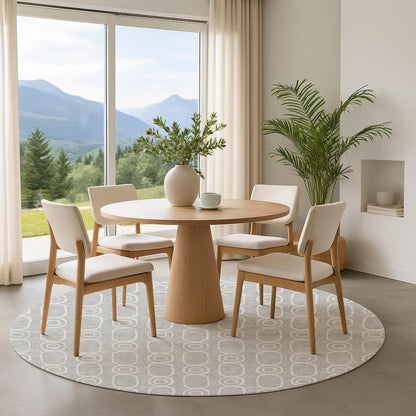 Luxury Washable Indoor/Outdoor The Reserve Silver 8' x 8' Round Rug