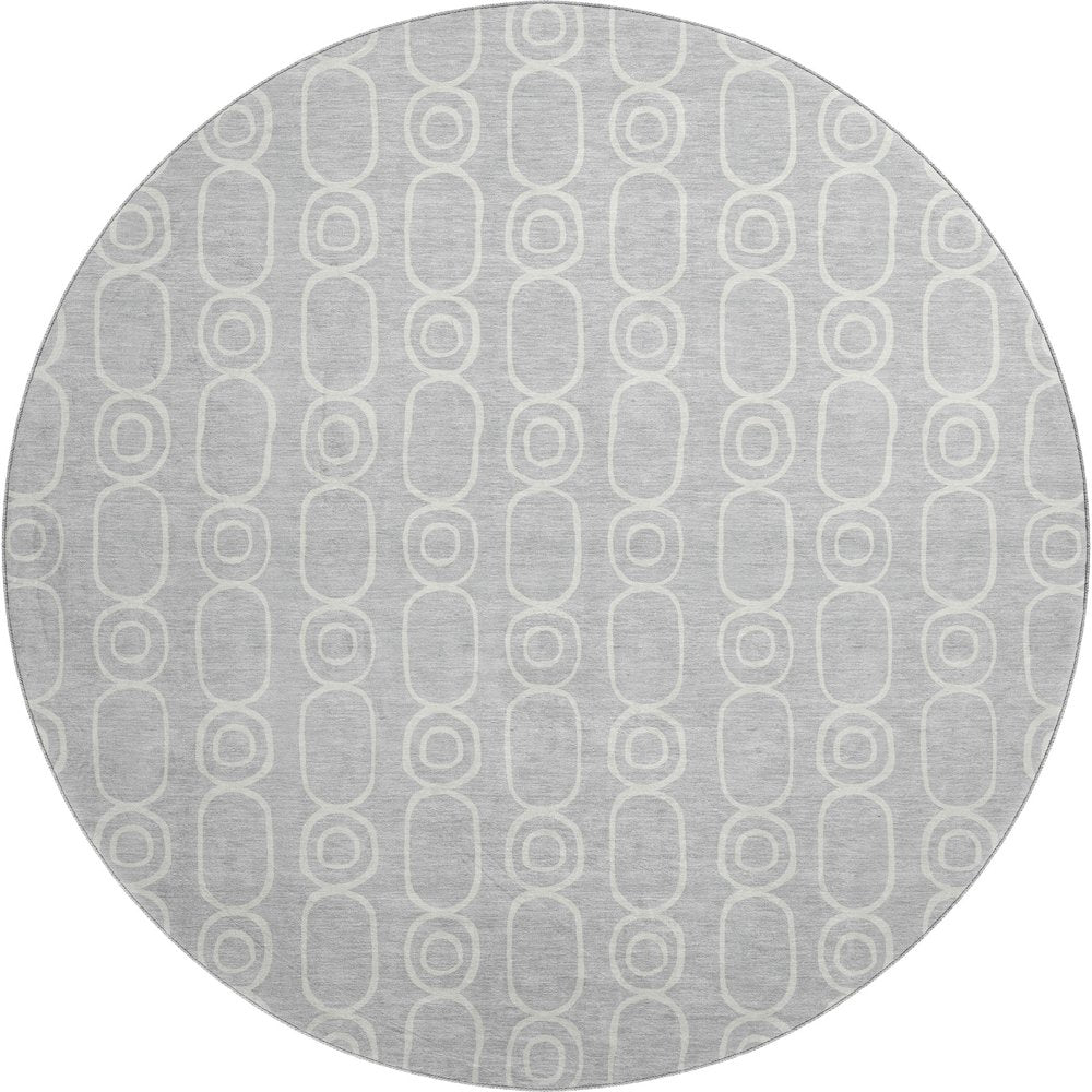 Luxury Washable Indoor/Outdoor The Reserve Silver 8' x 8' Round Rug