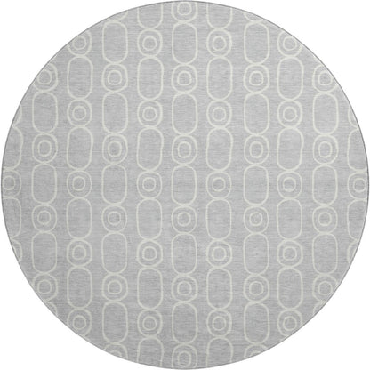 Luxury Washable Indoor/Outdoor The Reserve Silver 8' x 8' Round Rug