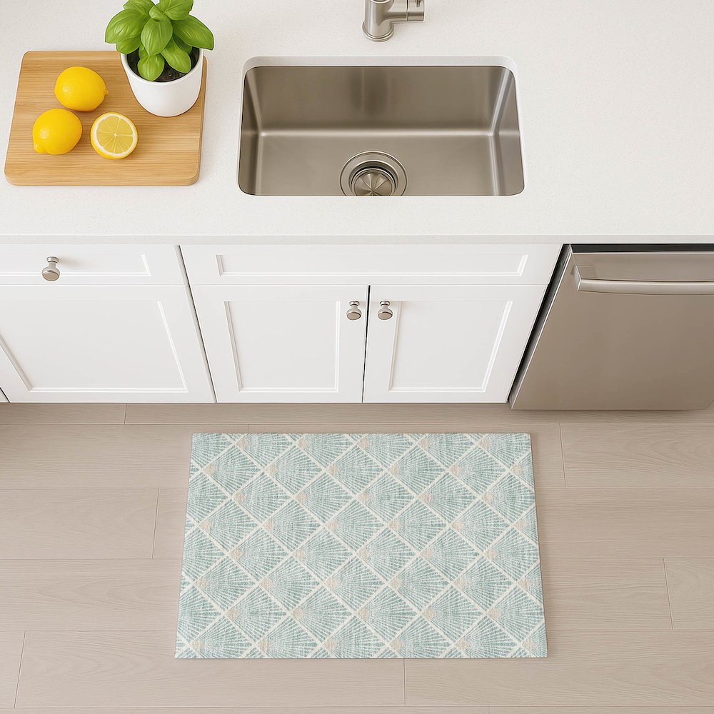 Luxury Washable Indoor/Outdoor The Reserve Seafoam 1'8" x 2'6" Rug
