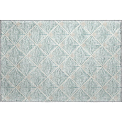 Luxury Washable Indoor/Outdoor The Reserve Seafoam 1'8" x 2'6" Rug
