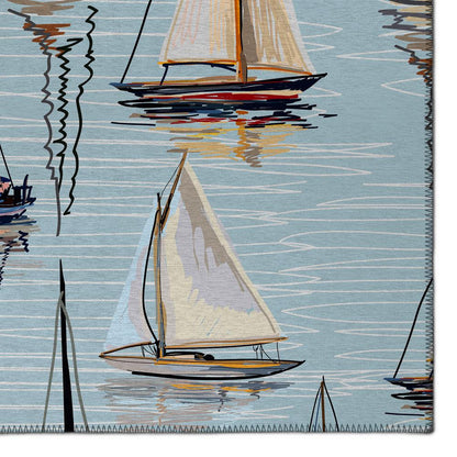 Indoor/Outdoor Harbor HA8 Teal Washable 1'8" x 2'6" Rug