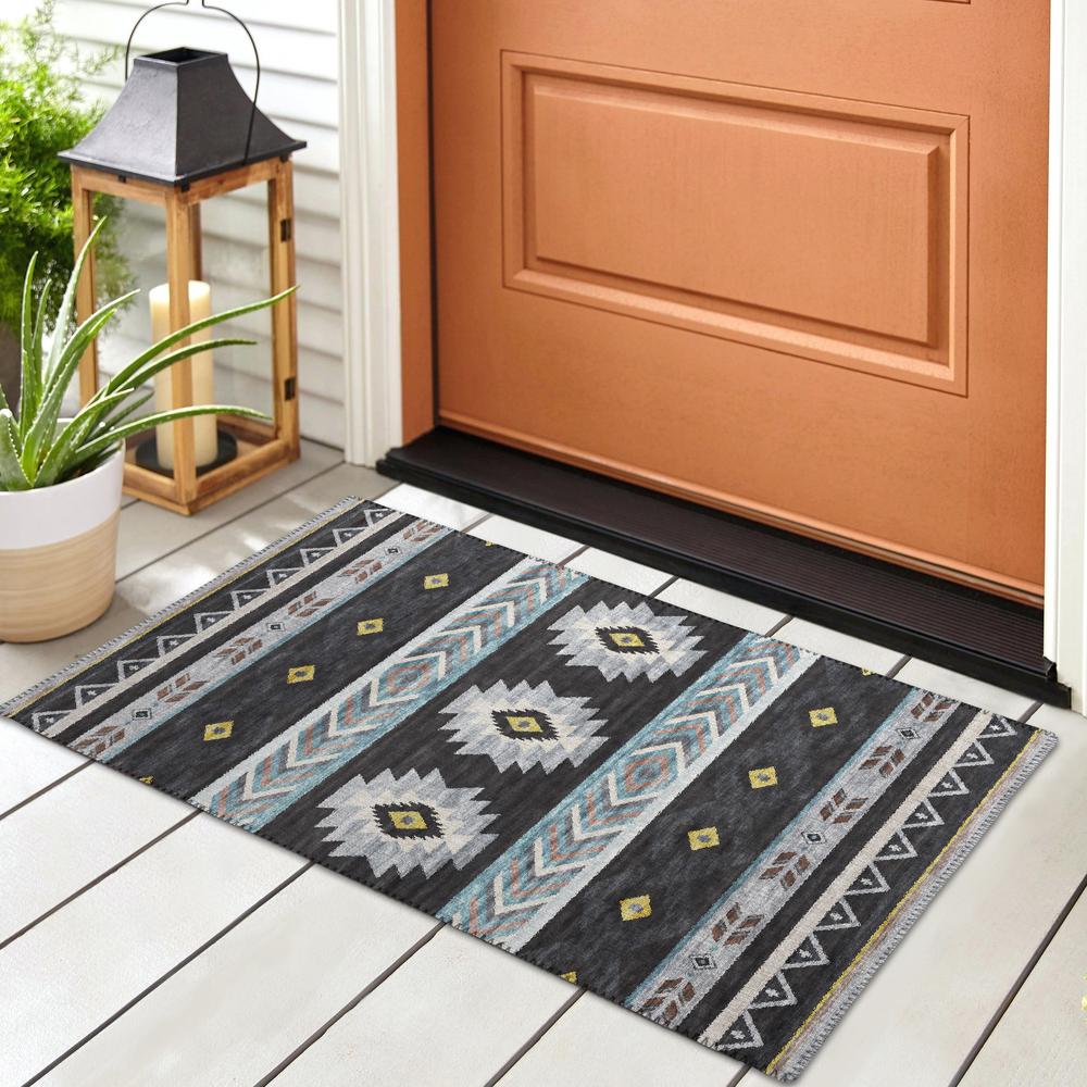 Indoor/Outdoor Sonora ASO33 Midnight Washable 1'8" x 2'6" Rug