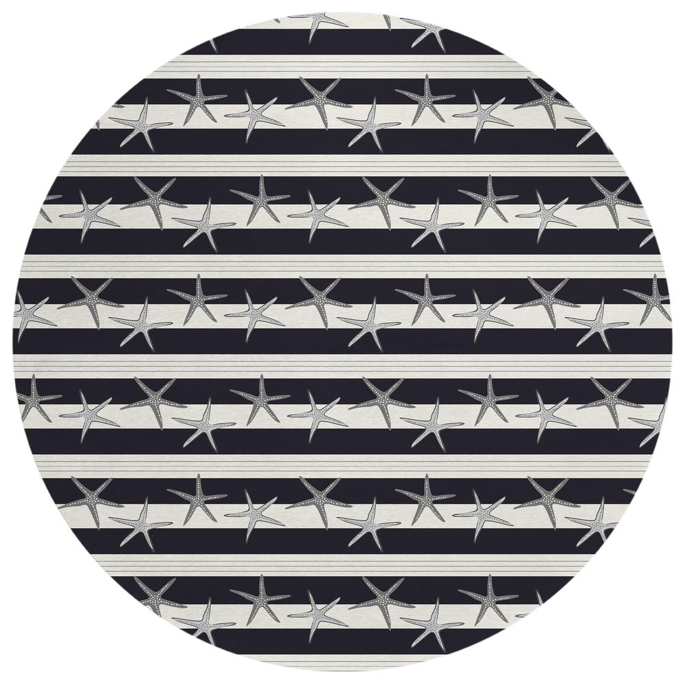 Indoor/Outdoor Surfside ASR42 Midnight Washable 8' x 8' Round Rug