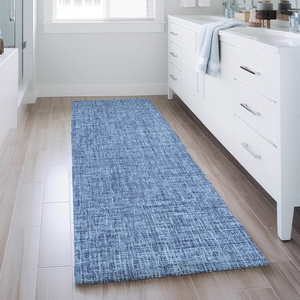Luxury Washable Voyage VY1 Blue 2'3" x 7'6" Runner Rug