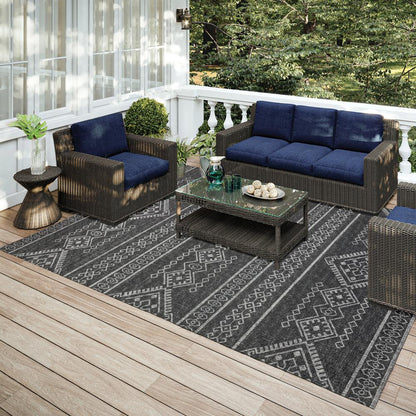 Yuma Gray Transitional Southwest 10' x 14' Area Rug Gray AYU44
