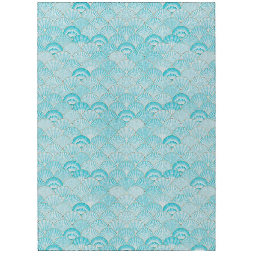 Indoor/Outdoor Seabreeze SZ2 Teal Washable 10' x 14' Rug