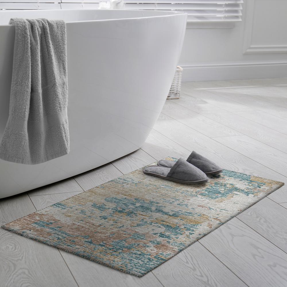 Indoor/Outdoor Accord AAC34 Teal Washable 1'8" x 2'6" Rug