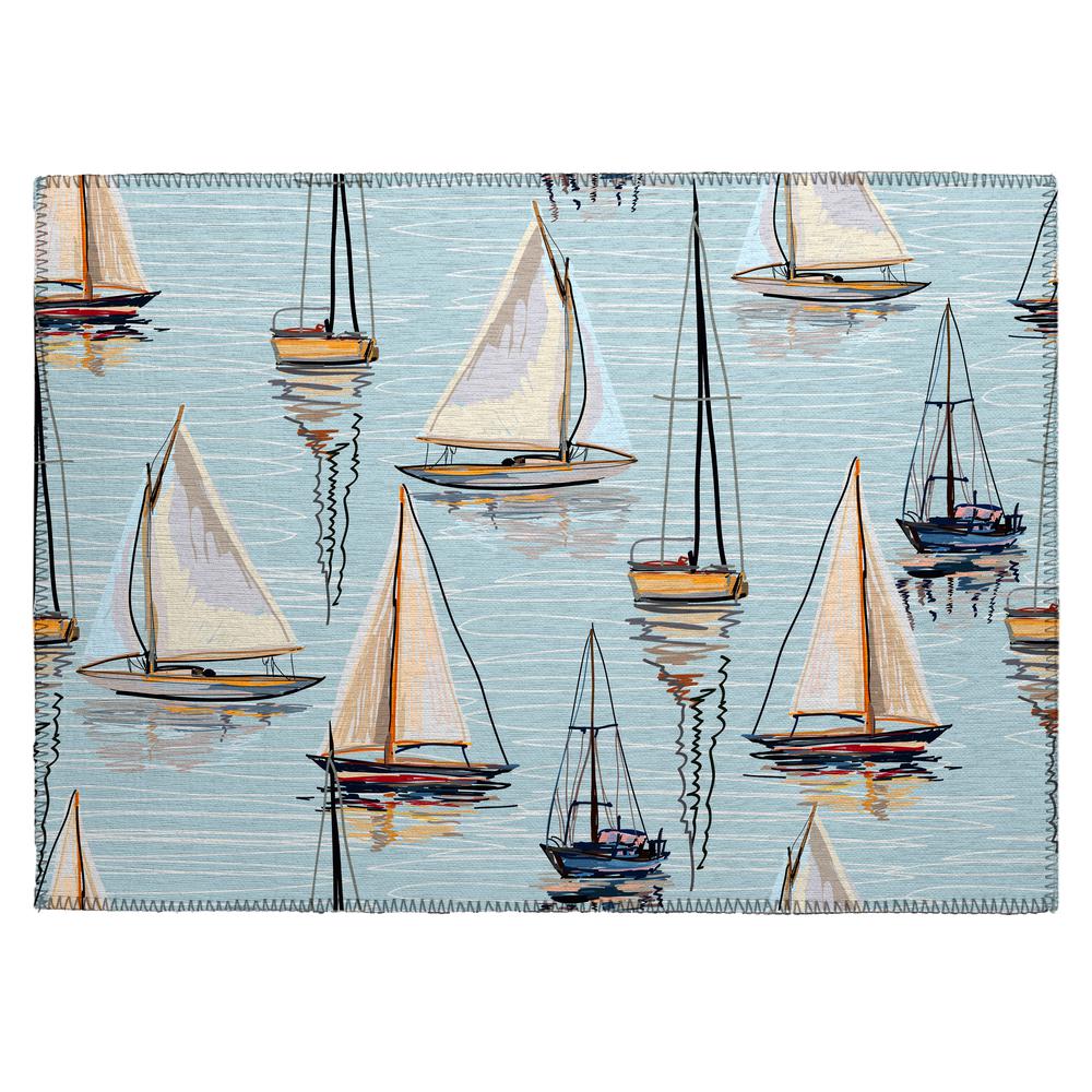 Indoor/Outdoor Harbor HA8 Teal Washable 1'8" x 2'6" Rug