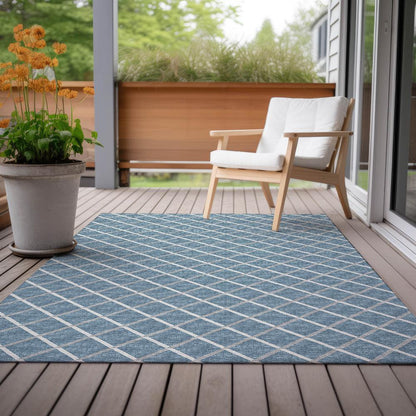 Indoor/Outdoor York YO1 Sky Blue Washable 10' x 14' Rug