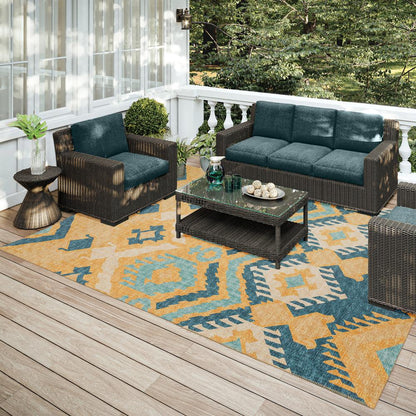 Indoor/Outdoor Sedona SN2 Marigold Washable 10' x 14' Rug
