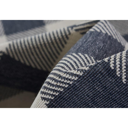Modern Oval Area Rug, Denim, 2'3" X 4'6"