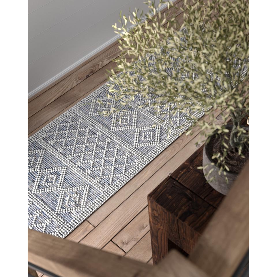 Contemporary Rectangle Area Rug, Blue, 2' X 3'