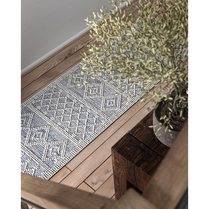 Contemporary Rectangle Area Rug, Blue, 2' X 3'