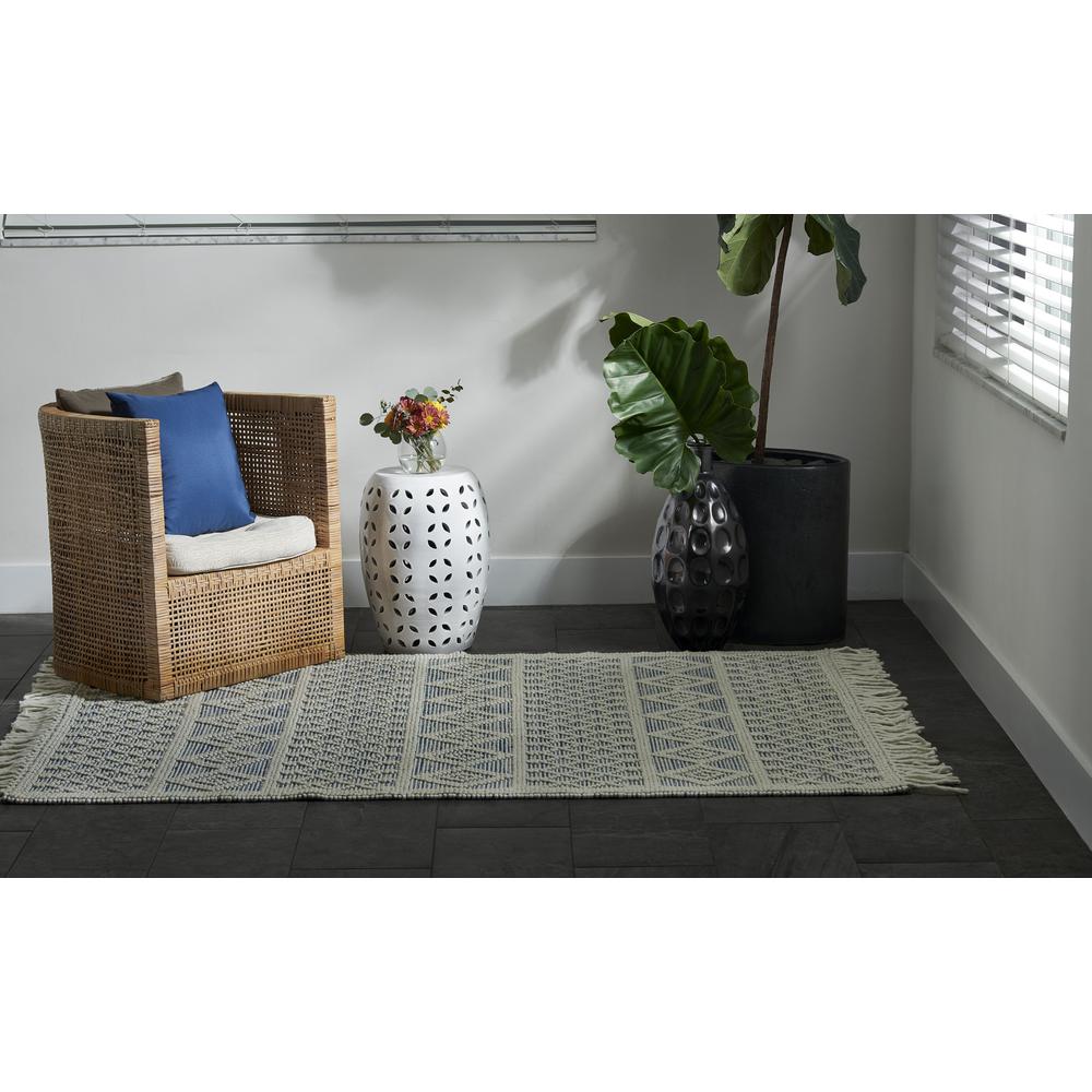 Contemporary Rectangle Area Rug, Blue, 2' X 3'
