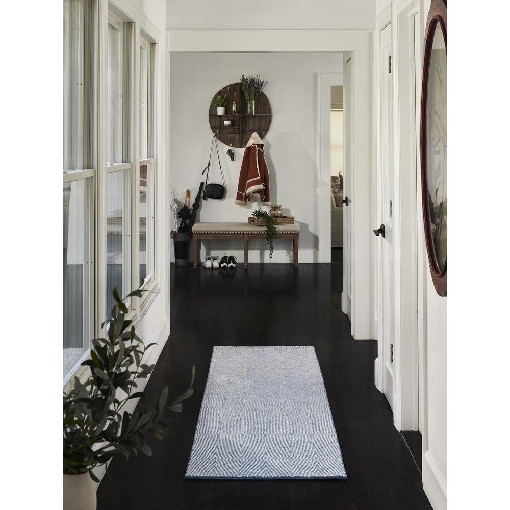 Contemporary Runner Area Rug, Blue, 2'3" X 8' Runner