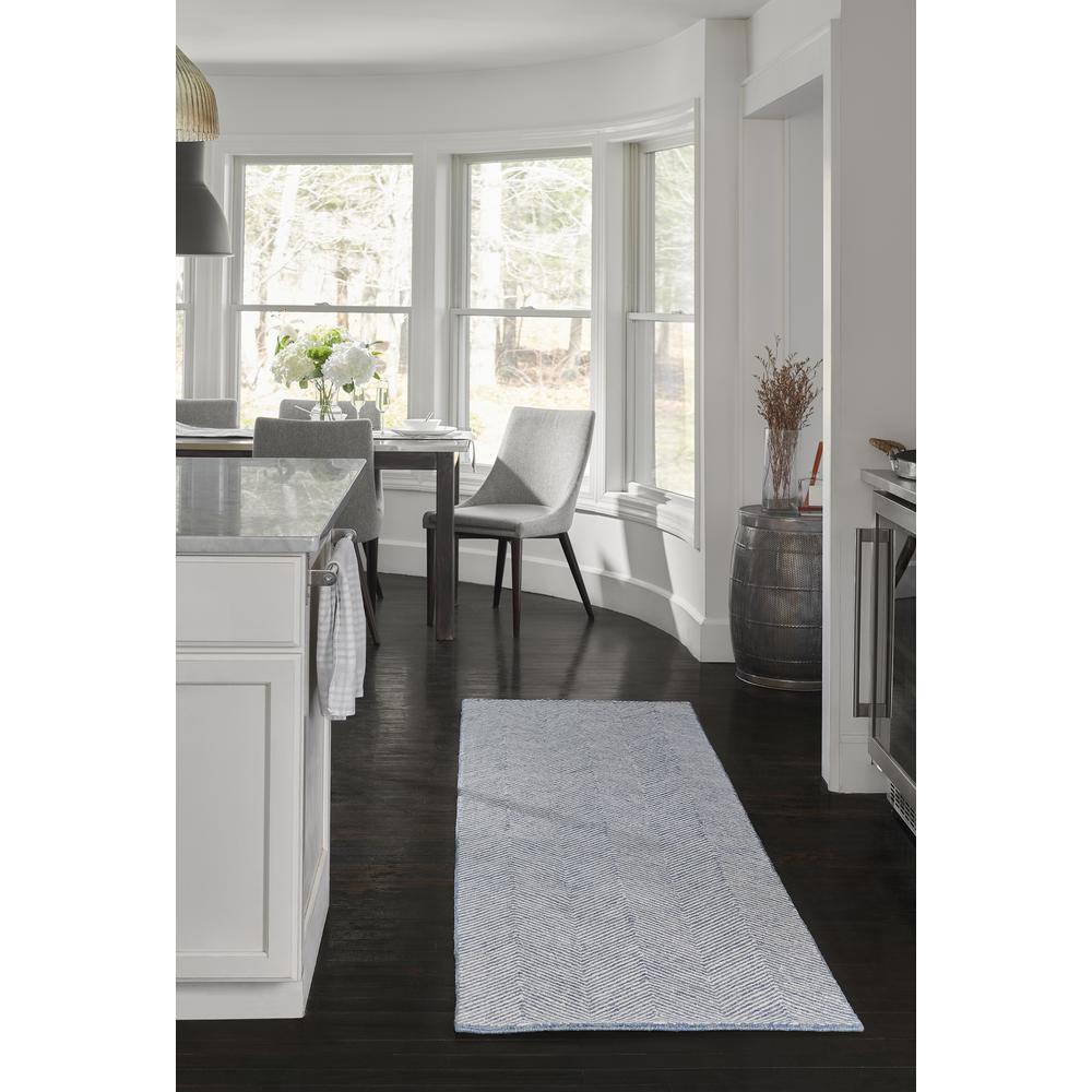 Contemporary Runner Area Rug, Blue, 2'3" X 8' Runner