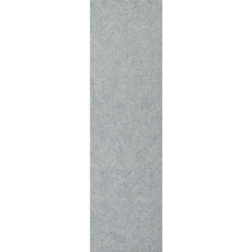 Contemporary Runner Area Rug, Blue, 2'3" X 8' Runner