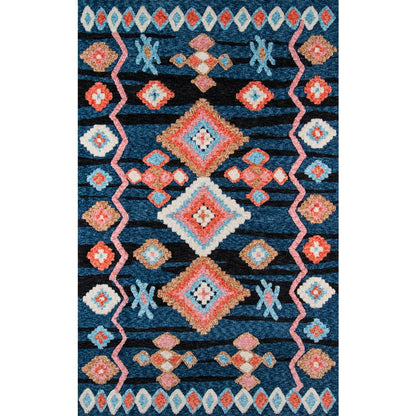 Contemporary Runner Area Rug, Navy, 2'3" X 8' Runner