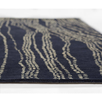 Contemporary Runner Area Rug, Navy, 2'6" X 8' Runner