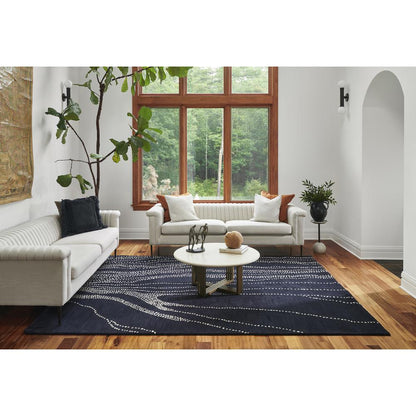 Contemporary Runner Area Rug, Navy, 2'6" X 8' Runner