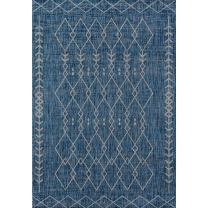 Contemporary Runner Area Rug, Blue, 2'7" X 7'6" Runner