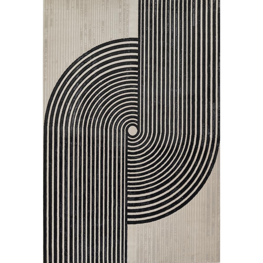 Contemporary Runner Area Rug, Ivory, 2'3" X 7'6" Runner