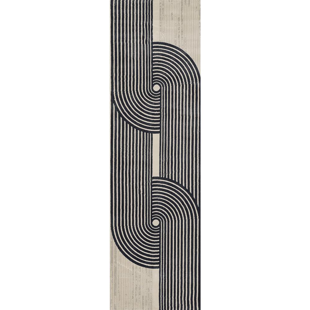 Contemporary Runner Area Rug, Ivory, 2'3" X 7'6" Runner
