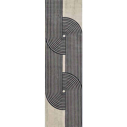 Contemporary Runner Area Rug, Ivory, 2'3" X 7'6" Runner