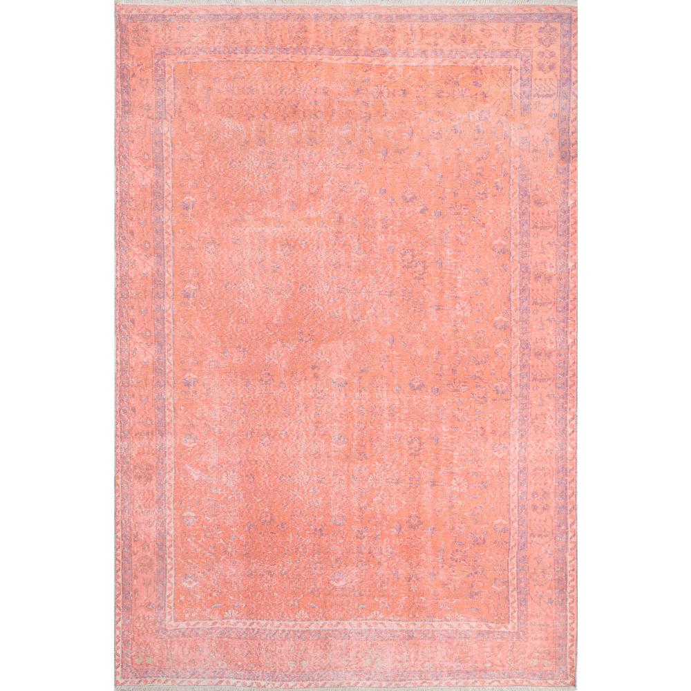 Traditional Rectangle Area Rug, Coral, 4' X 6'