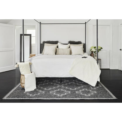 Transitional Rectangle Area Rug, Black, 3'3" X 5'